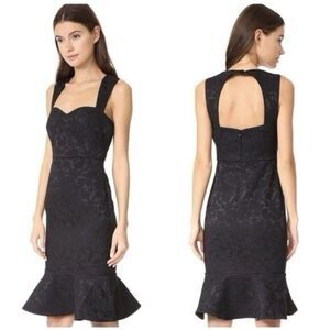 Likely Camille Floral Jacquard Flare Hem Dress Size 4 Black NEW